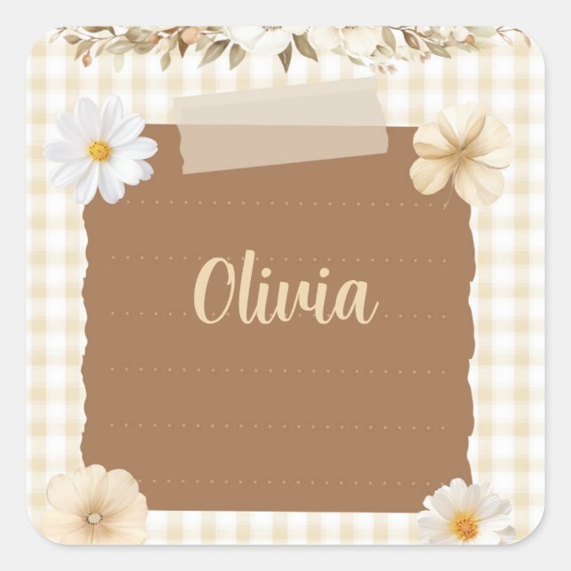 Eleganter Planer mit Akzenten für weiche Briefmark Quadratischer Aufkleber (Vorderseite)