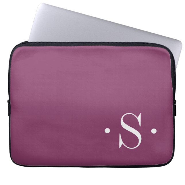 Eleganter Plum Monogram Laptop-Sieb Laptopschutzhülle (Vorderseite)