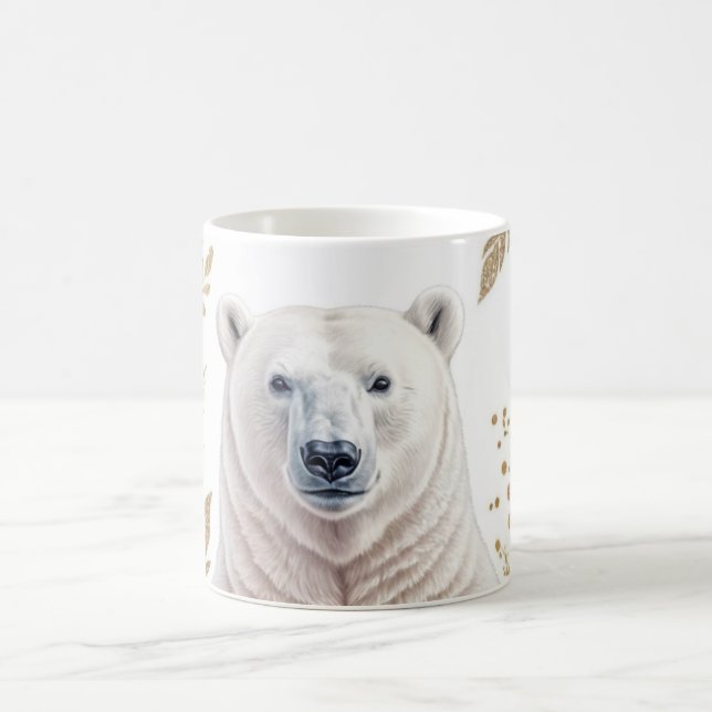 Eleganter Polar Bär mit floralen Akzenten Kaffeetasse (Mittel)
