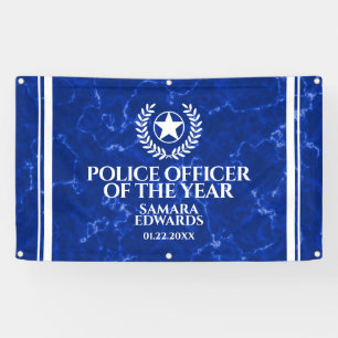 Eleganter Polizeibeamter des Jahres Blaue Marmor Banner