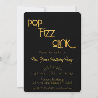 Eleganter Pop Fizz Clink Geburtstagsparty Einladung
