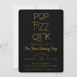 Eleganter Pop Fizz Clink Neujahrsparty Einladung