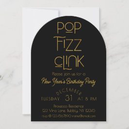 Eleganter Pop Fizz Clink Neujahrsparty Einladung