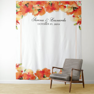 Eleganter Poppy Floral Wedding Foto Stand Hintergr Wandteppich