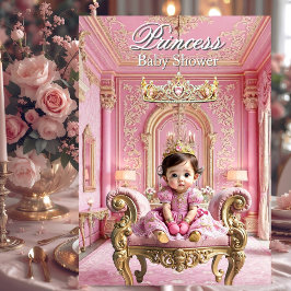 Eleganter Princess Pink Gold Baby Shower Palace Einladung