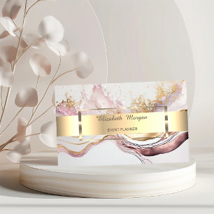 Eleganter professioneller Goldstreifen rosa Marmor Visitenkarte