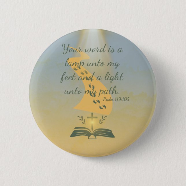Eleganter Psalm 119:105 Wasserfarbe Button (Vorderseite)