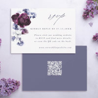 Eleganter Pum Lila & Indigo Blue Floral QR Code