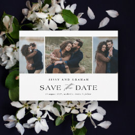 Eleganter QR Code 3 Foto Hochzeit Save The Date