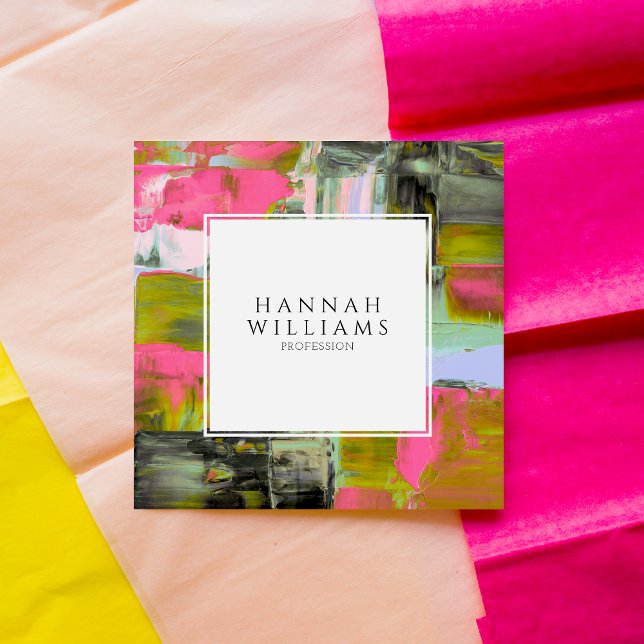 Eleganter QR-Code Abstraktes Farbmuster Quadratische Visitenkarte (Von Creator hochgeladen)