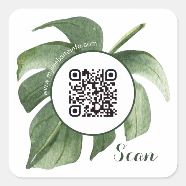Eleganter QR Code Business Square Sticker (Vorderseite)