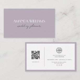 Eleganter QR Code Card Social Lavender Business Ca Visitenkarte