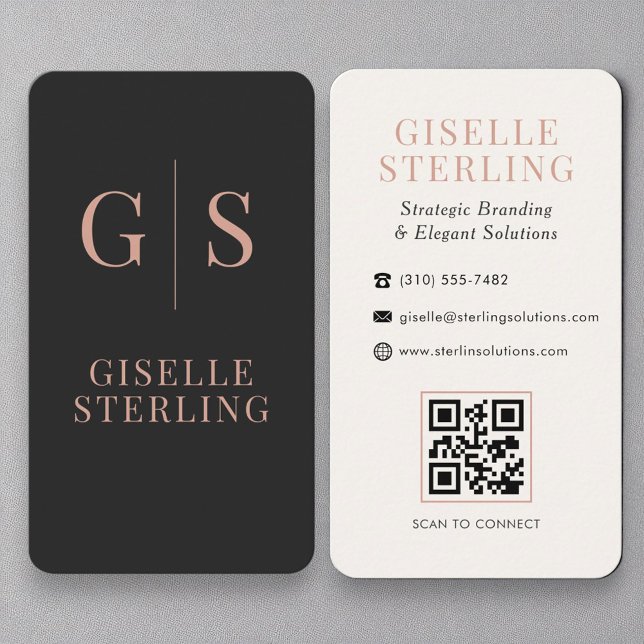 Eleganter QR-Code der Rose Gold Monogram Visitenkarte (Von Creator hochgeladen)