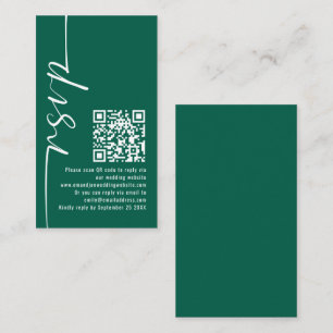 Eleganter QR Code Emerald Wedding RSVP Begleitkarte