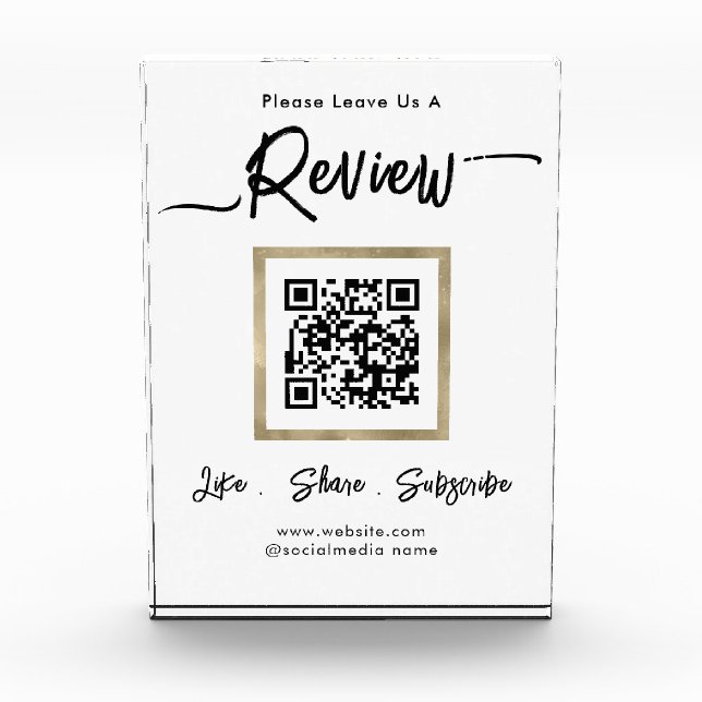 Eleganter QR-Code-Foto für Geschäftsüberprüfungen Fotoblock (Vorderseite)