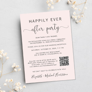 Eleganter QR-Code Foto Rosa Hochzeitsempfang Einladung