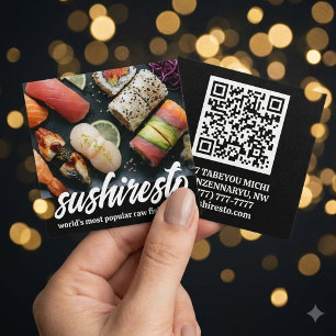 Eleganter QR-Code für asiatisches Restaurant Quadratische Visitenkarte