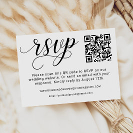 Eleganter QR-Code für Black Script Wedding RSVP Karte