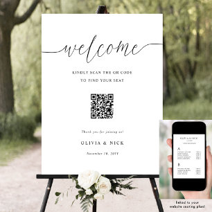 Eleganter QR-Code für die Hochzeit - Begrüßungstab Poster