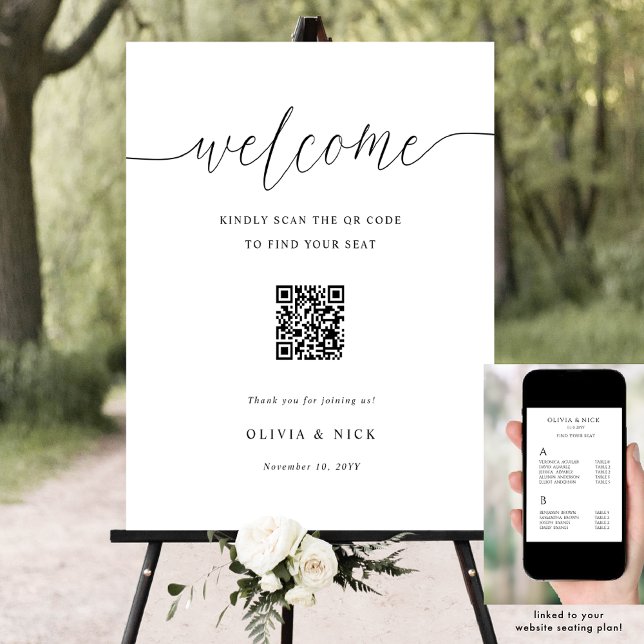 Eleganter QR-Code für die Hochzeit - Begrüßungstab Poster (Von Creator hochgeladen)