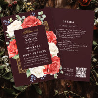 Eleganter QR-Code für florale Burgund-Muslime bei 