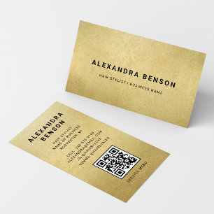 Eleganter QR-Code für Friseure mit Goldfolie Visitenkarte
