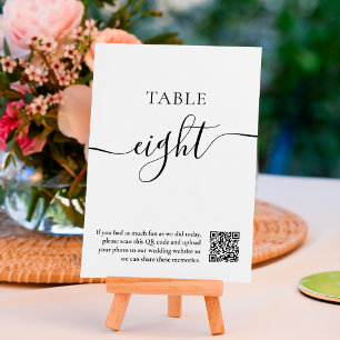 Eleganter QR-Code für Hochzeit Schwarz-weißer Skri Tischnummer