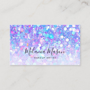 Eleganter QR-Code für Lila Imitate Glitzer Makeup  Visitenkarte