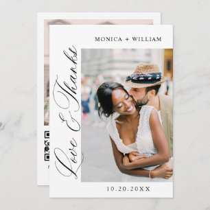 Eleganter QR-Code für Minimalistische Hochzeit 2 F Dankeskarte