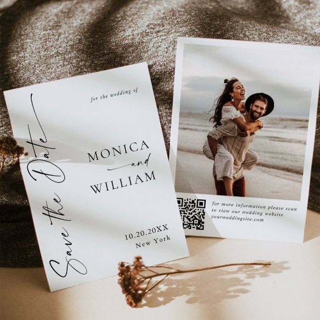 Eleganter QR-Code für Minimalistische Hochzeit 2 F Save The Date (Von Creator hochgeladen)