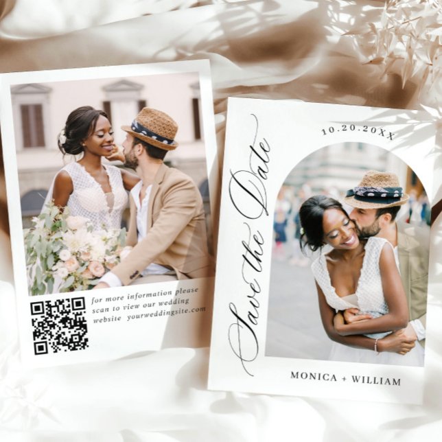 Eleganter QR-Code für Minimalistische Hochzeit 2 F Save The Date (Von Creator hochgeladen)