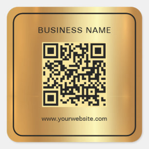 Eleganter QR-Code für Schwarz & Gold Scan Quadratischer Aufkleber