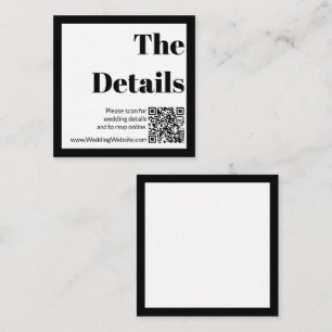 Eleganter QR-Code für Schwarz-Weiß-Hochzeiten Begleitkarte