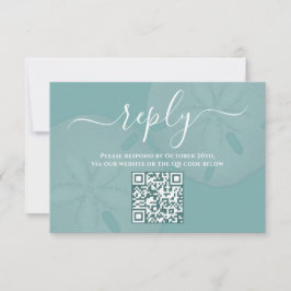Eleganter QR-Code für Strandfarbe und Dollar RSVP Karte