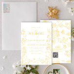 Eleganter QR Code Gold Chinoiserie Blumenzehen Einladung<br><div class="desc">Stellen Sie Ihre Hochzeit mit zeitloser Eleganz und einer Touch modernen Komforts vor. Diese exquisite, goldene Chinoiserie-inspirierte Hochzeitseinladung enthält komplexe botanische Illustrationen und Viktorianische Details, die ein Gefühl von Raffinesse und Erbe einfangen. Dieses Design eignet sich perfekt für Gartenfeiern, Feste auf dem Land oder gemütliche Soiras und verbindet den klassischen...</div>