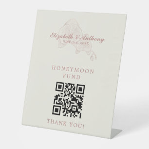 Eleganter QR Code Honeymoon Fund Wedding Sign Sockelschild