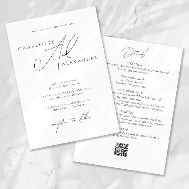 Eleganter QR-Code in einer Hochzeit Einladung (Von Creator hochgeladen)