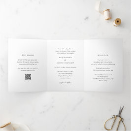 Eleganter QR-Code klassische Hochzeit Dreifach Gefaltete Einladung