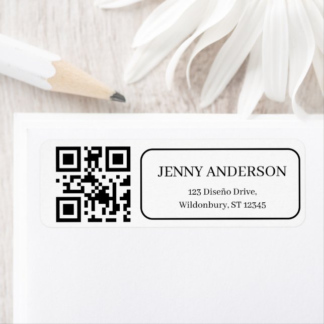 Eleganter QR-Code Minimalistische Rücksendeadresse (Insitu)