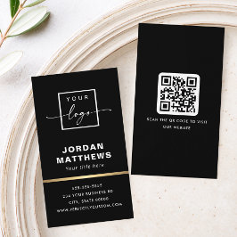 Eleganter QR-Code mit goldenem Farbverlauf schwarz Visitenkarte
