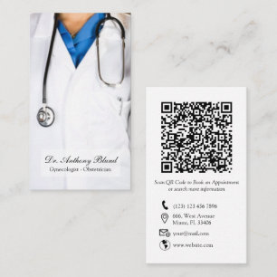 Eleganter QR-Code OBGYN Obstetrician Gynecologist  Visitenkarte
