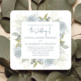 Eleganter QR Code Online UAWG Watercolor Blue Rose Einladung