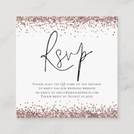 Eleganter QR Code Rose Gold Glitzer Wedding RSVP Begleitkarte
