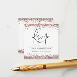 Eleganter QR Code Rose Gold Glitzer Wedding RSVP Begleitkarte