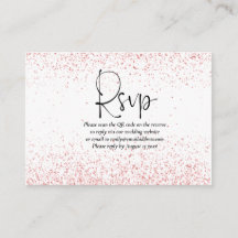 Eleganter QR Code Rose Gold Glitzer Wedding RSVP
