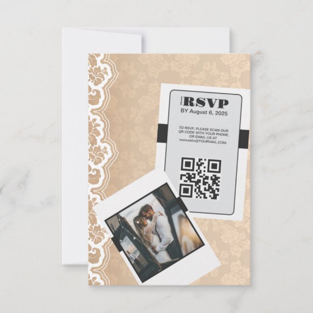 Eleganter QR Code Wedding RSVP Card (Vorderseite)
