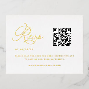 Eleganter QR Code Wedding RSVP Folie Einladungspostkarte