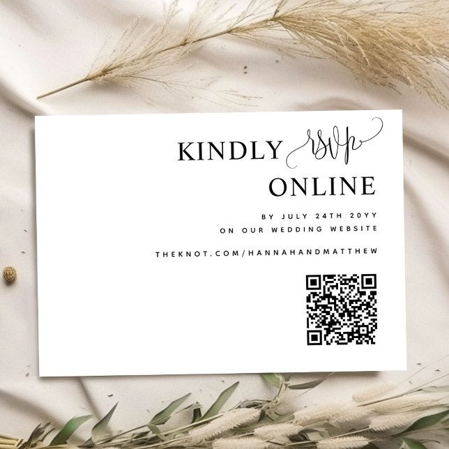 Eleganter QR Code Wedding RSVP Online, Script, Kra Begleitkarte (Von Creator hochgeladen)
