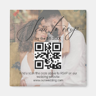 eleganter QR-Code zur RSVP-Hochzeit verblasstes Fo Magnet