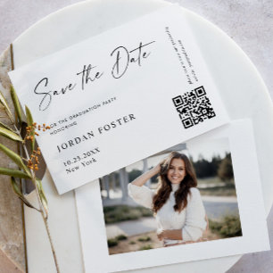 Eleganter QR-Foto für Minimalistischen Abschluss Save The Date